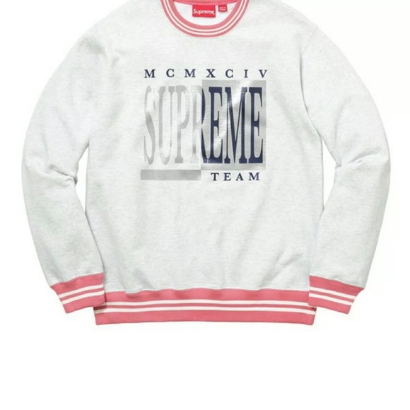 Supreme Team MCMXCIV Crewneck Size XL Ash Grey FW17 In Excellent Condition - Picture 4 of 4